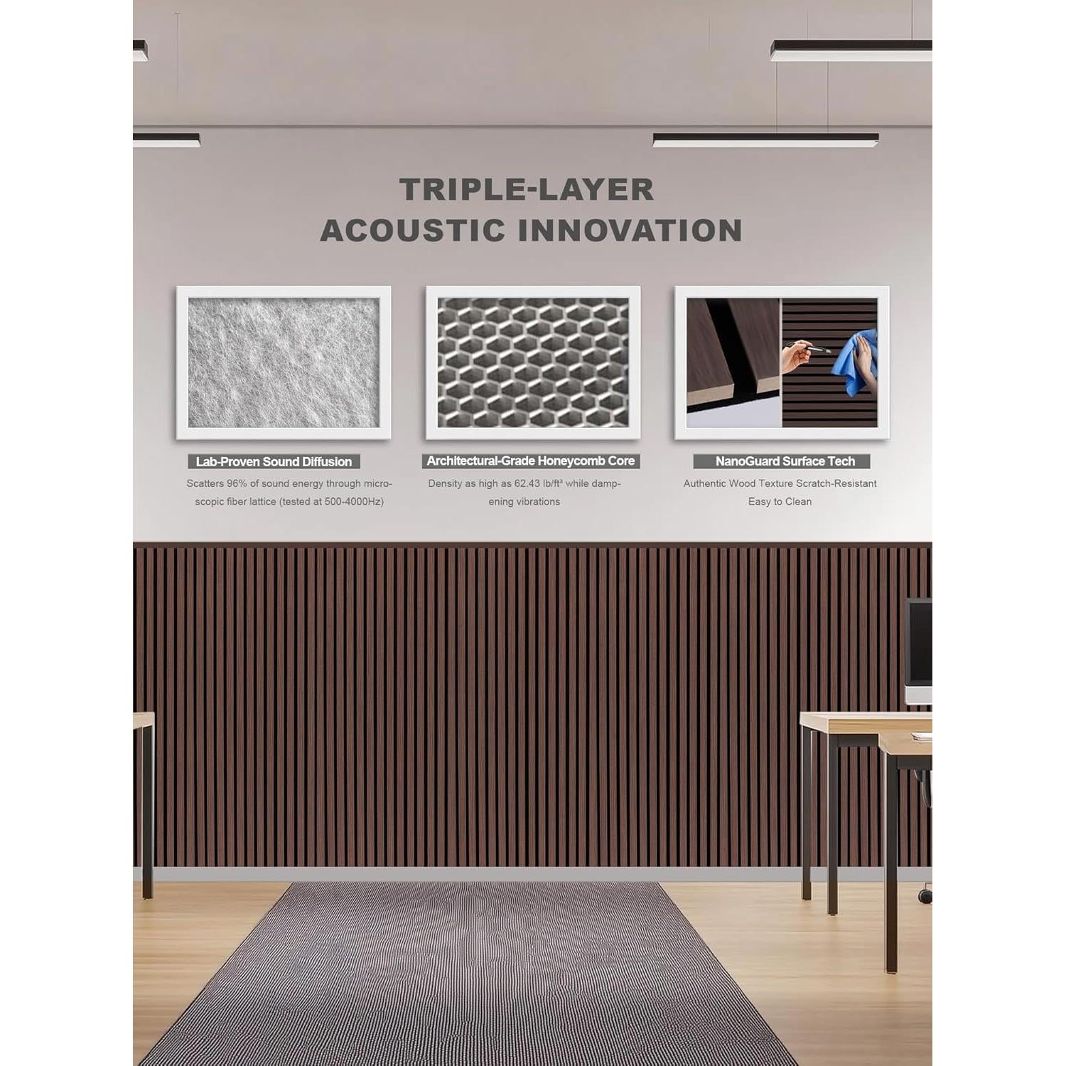 Paneles Acústicos de Madera Woven Sound 120x31.75cm Nogal 2P