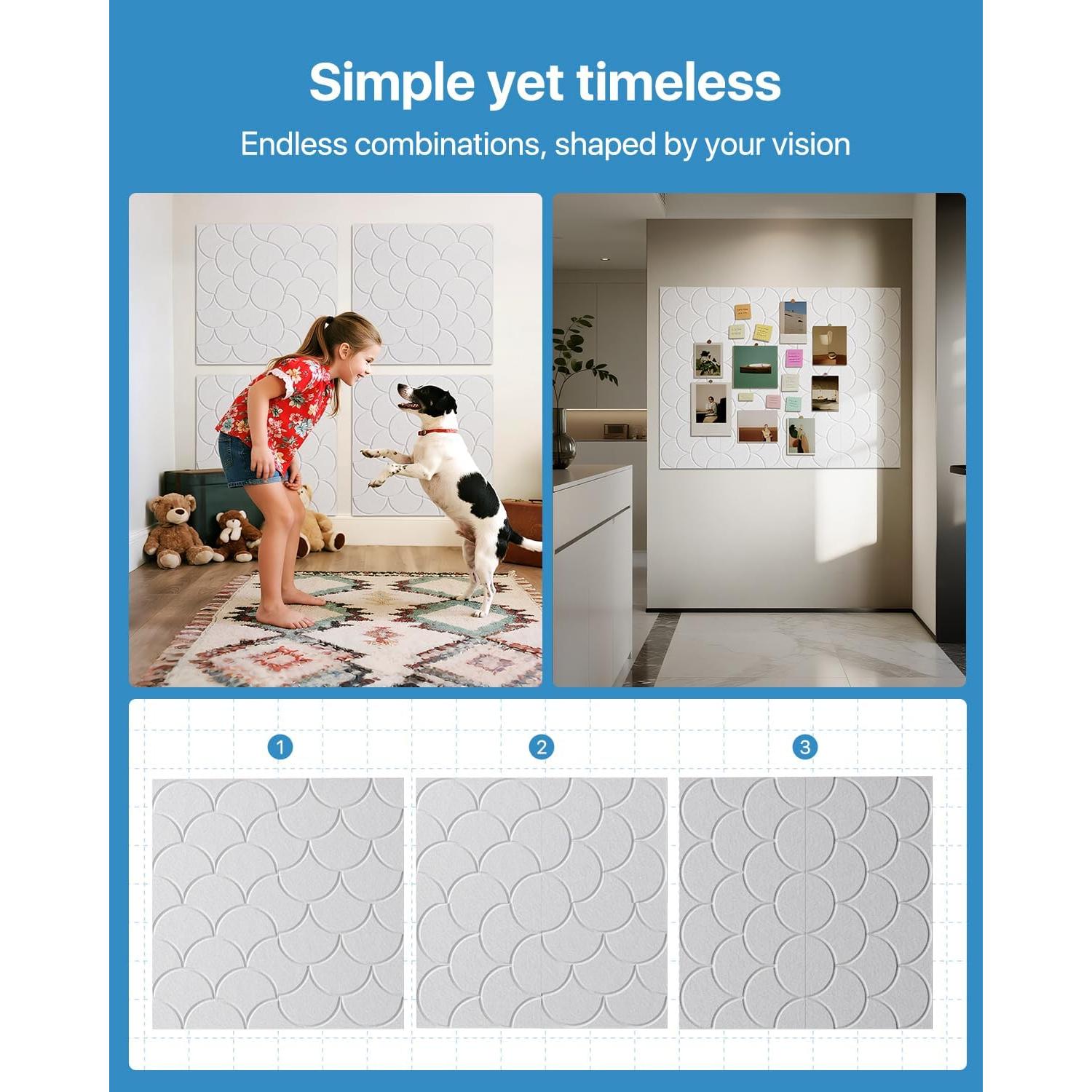 Paquete de 12 Paneles Acústicos Autoadhesivos 30.48cm Blanco