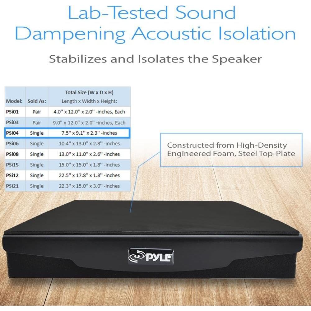 Elevador de Altavoz Pyle PSI04 - Aislamiento Acústico 19.1x23.1cm