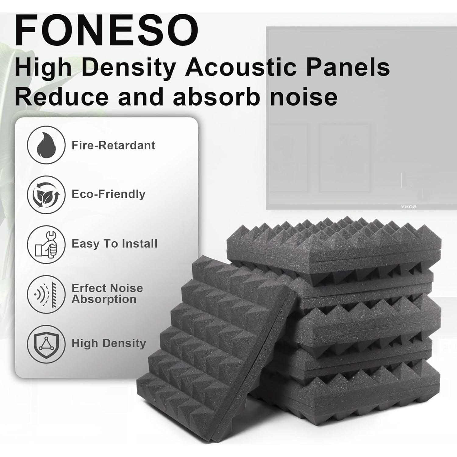 Paneles Acústicos Foneso 12Pack 30x30cm Alta Densidad