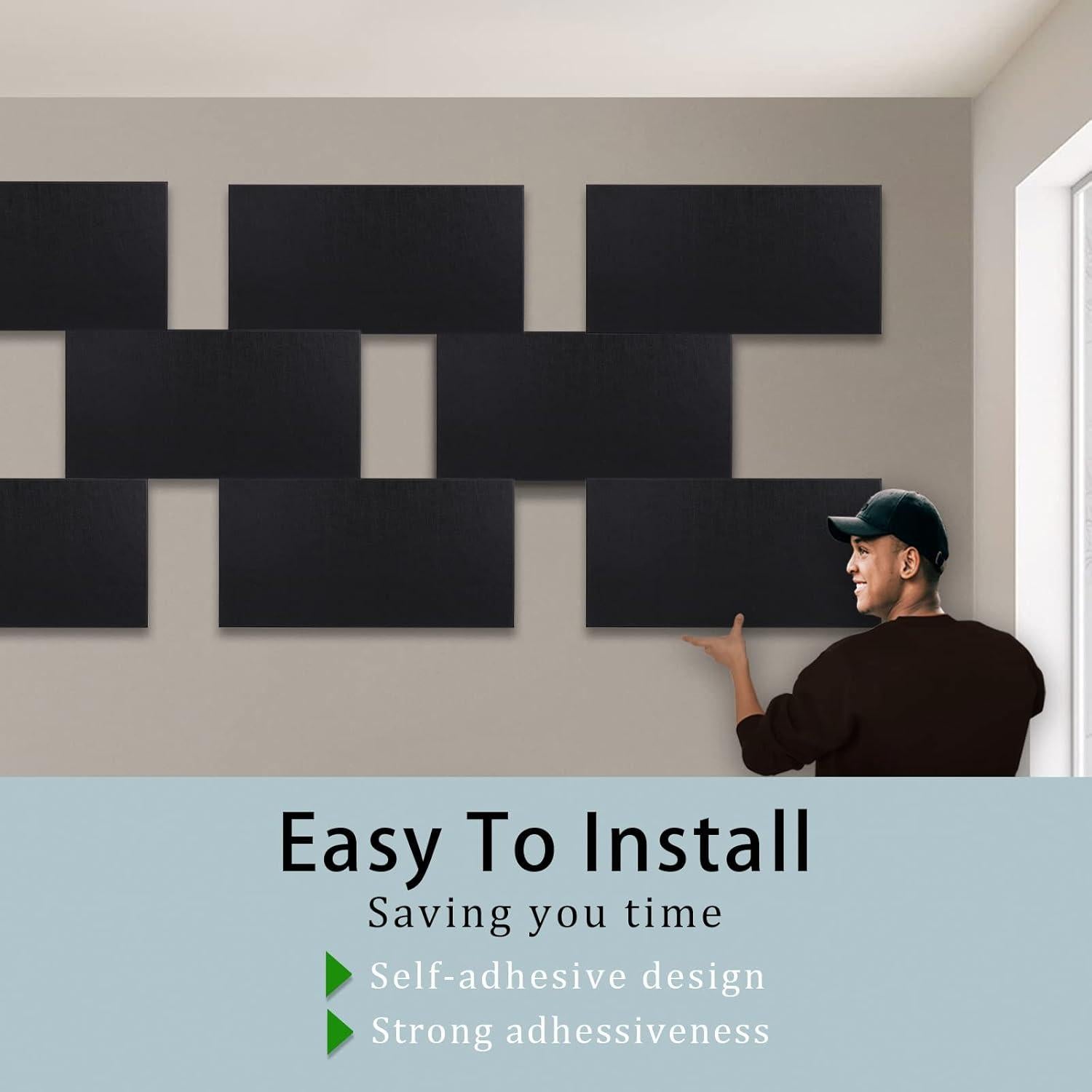 Paquete de 6 Paneles Acústicos Autoadhesivos 40x80 cm Negro