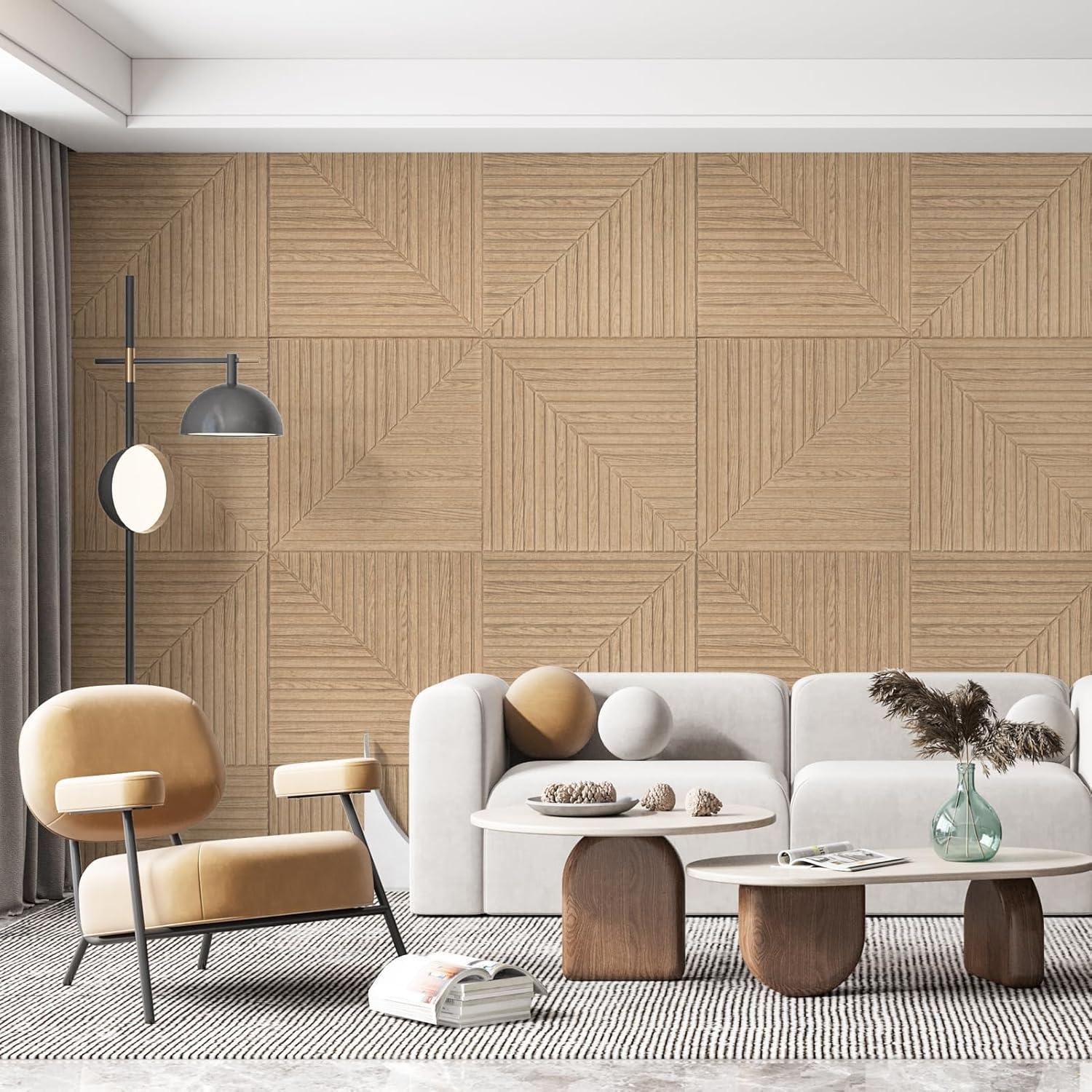 Paneles Acústicos Autoadhesivos Art3d 6 Piezas 61x61 cm Madera