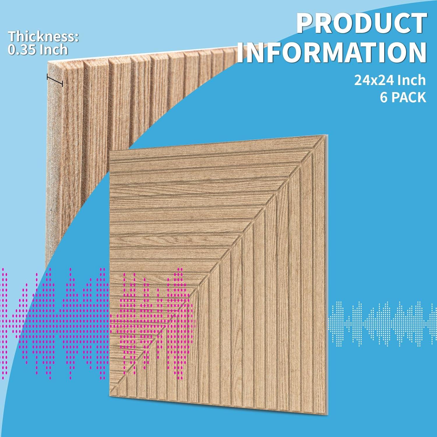 Paneles Acústicos Autoadhesivos Art3d 6 Piezas 61x61 cm Madera