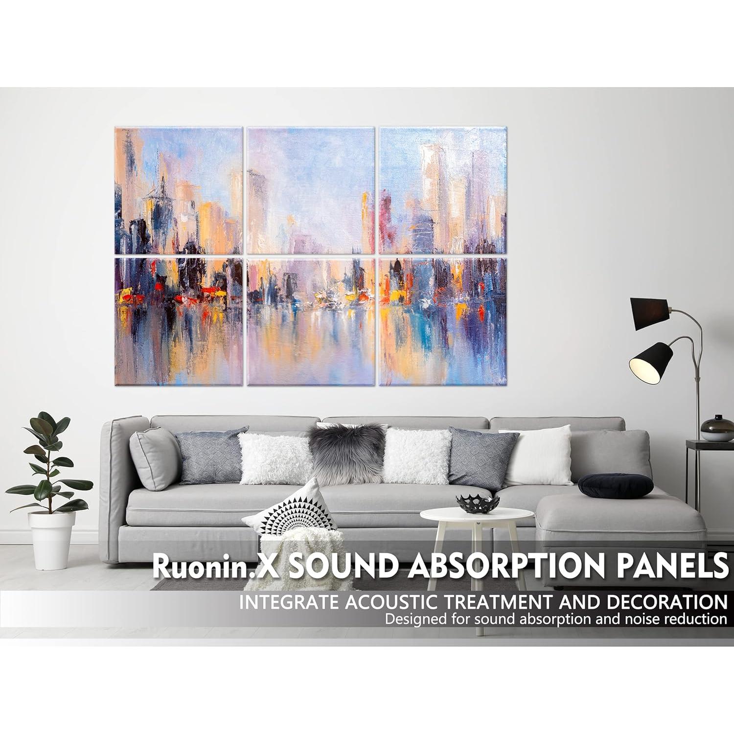 Paquete de 6 Paneles Acústicos Decorativos Ruonin.X 182x122 cm