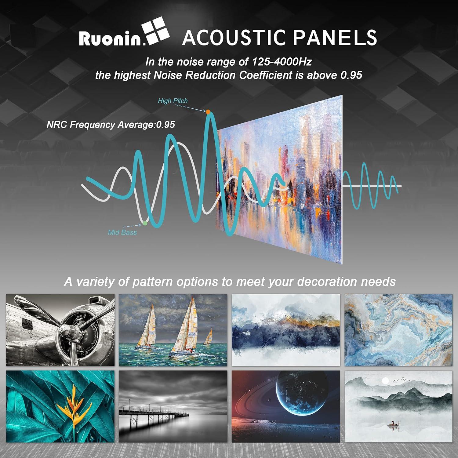 Paquete de 6 Paneles Acústicos Decorativos Ruonin.X 182x122 cm