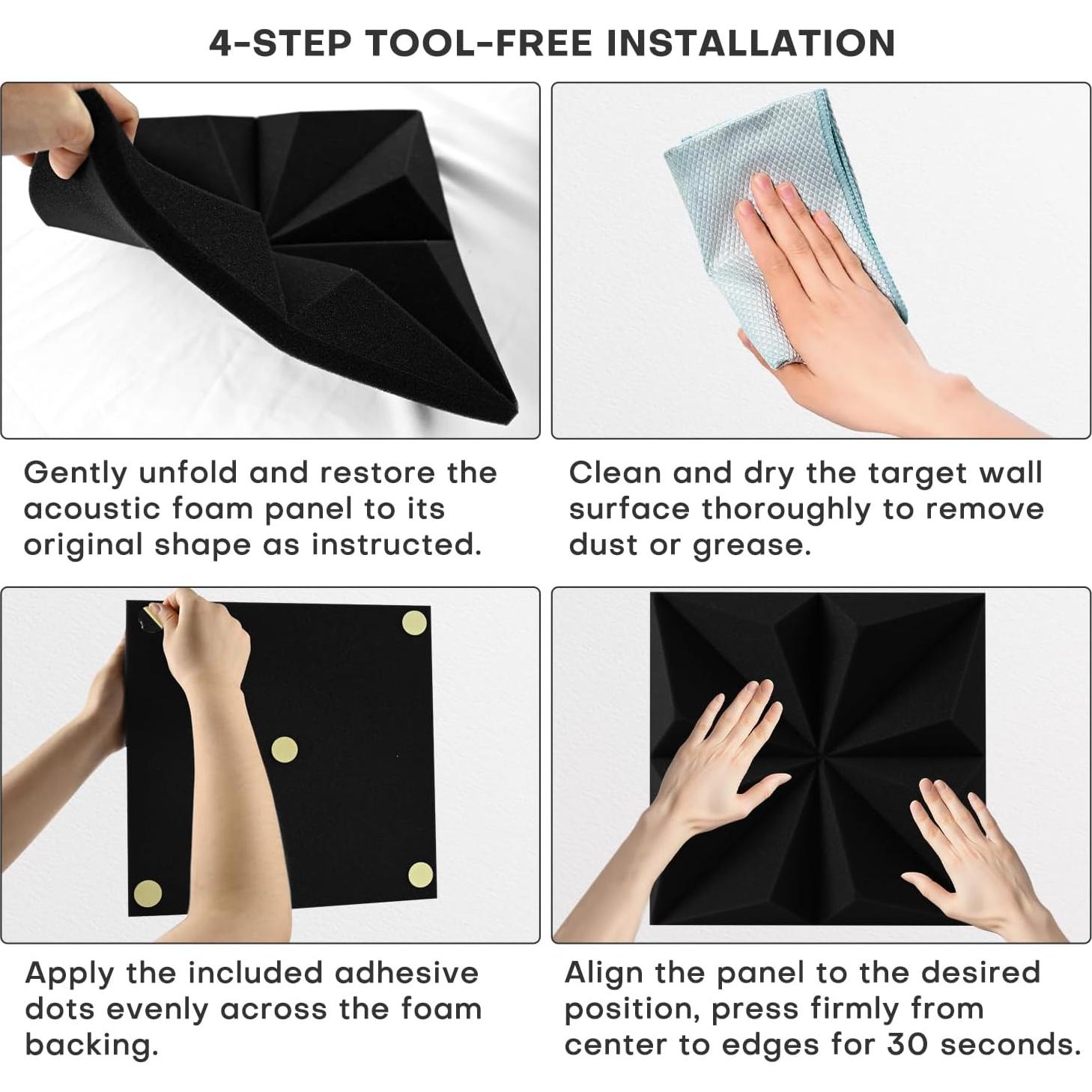 Paquete de 12 Paneles Acústicos Piramidales 30.48x30.48cm