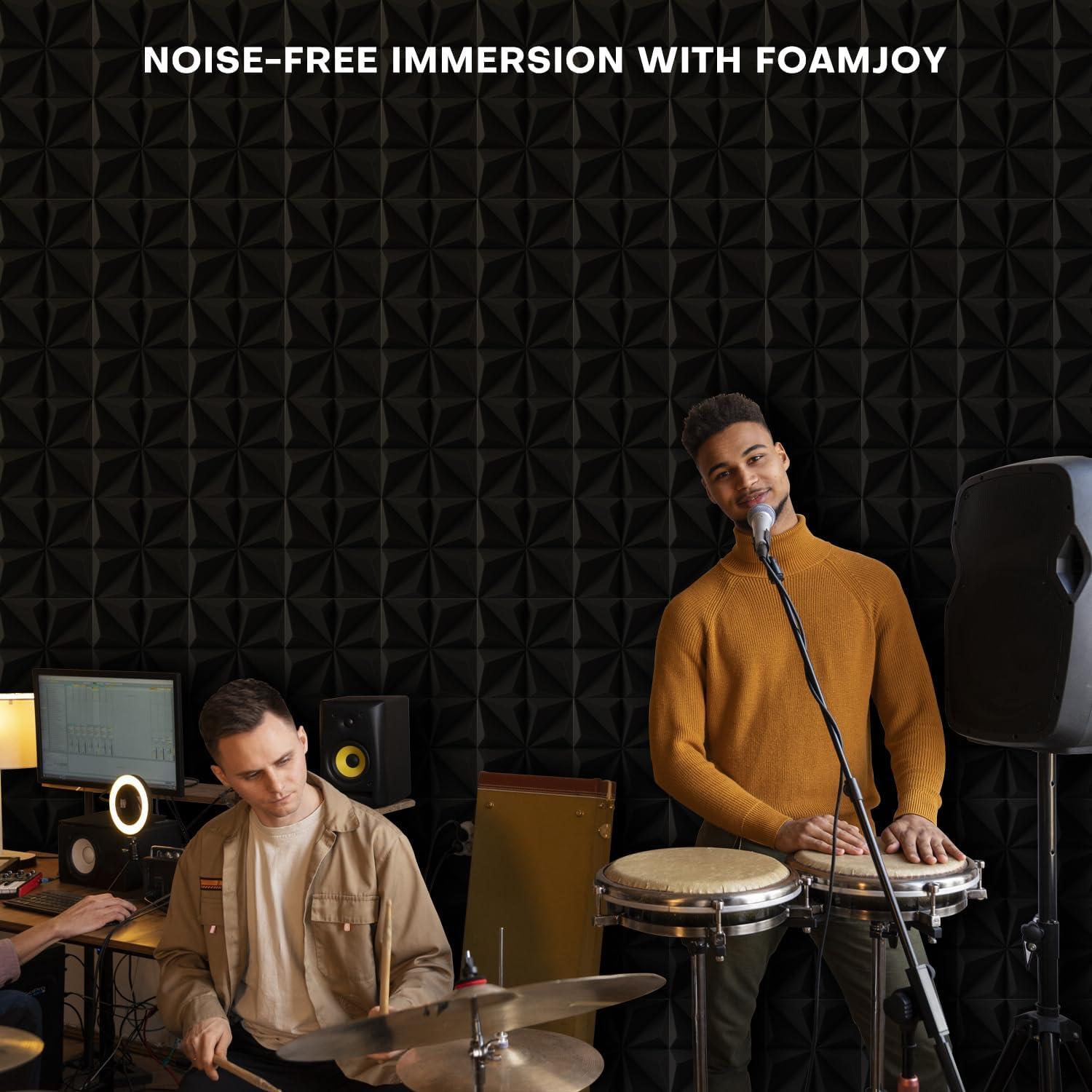 Paquete de 12 Paneles Acústicos Piramidales 30.48x30.48cm