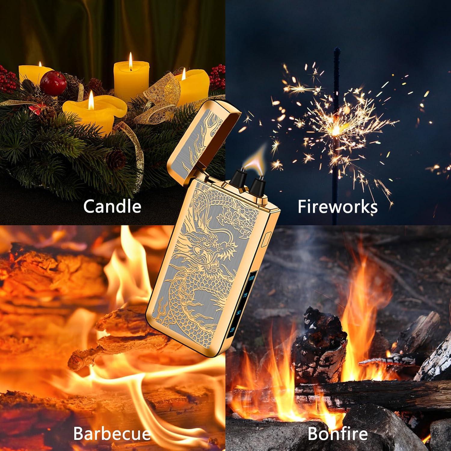 Encendedor Eléctrico TIKIUKI Dragón Dorado Recargable Plasma