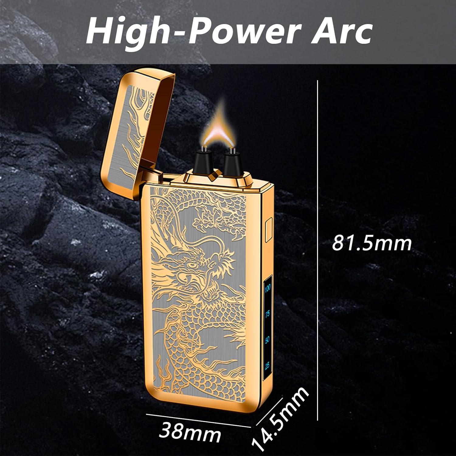 Encendedor Eléctrico TIKIUKI Dragón Dorado Recargable Plasma