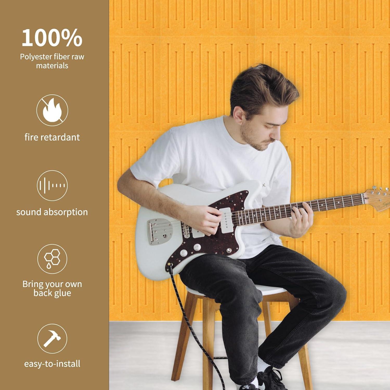 Paquete de 12 Paneles Acústicos KOIGO Amarillo Naranja 30x30 cm