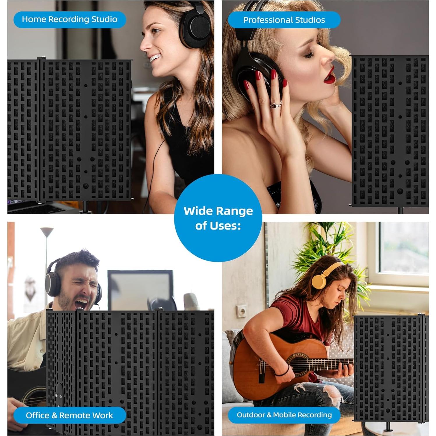 Escudo de Aislamiento de Micrófono Plegable 5 Lados - Alta Densidad