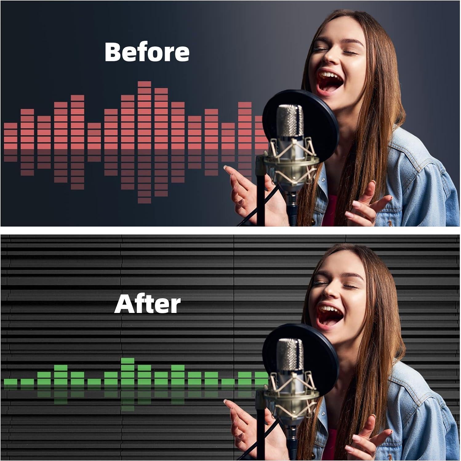 48 Paneles de Espuma Aislante Autoadhesivos 30.48x30.48cm Negro