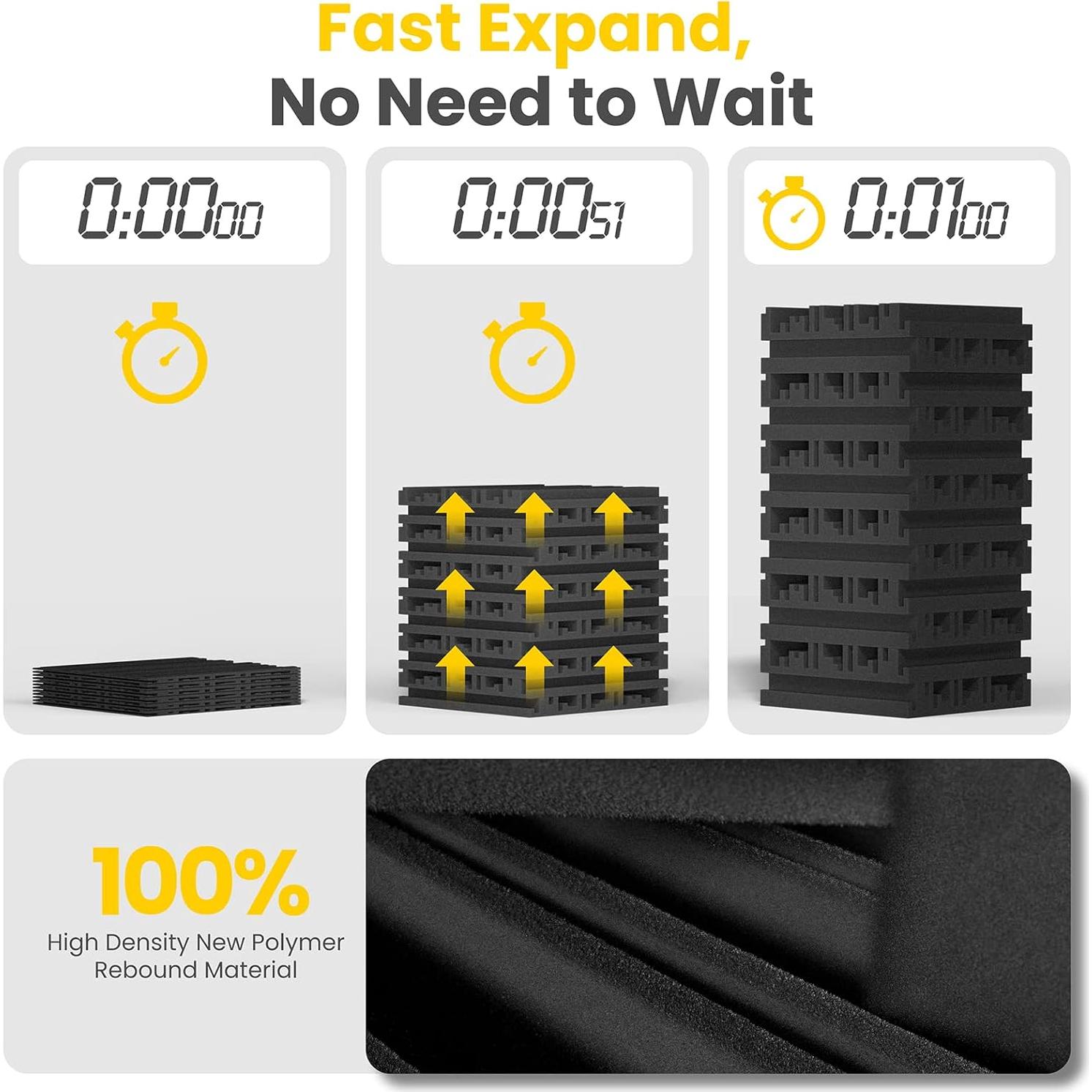 48 Paneles de Espuma Aislante Autoadhesivos 30.48x30.48cm Negro