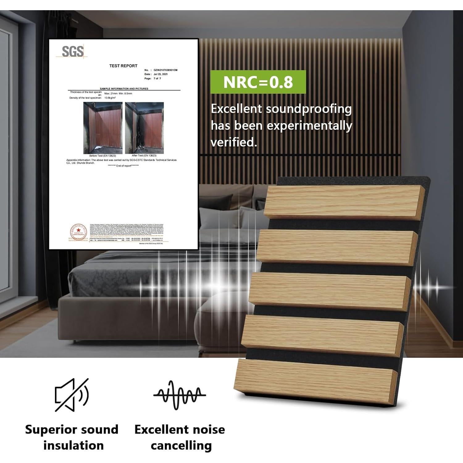 Paquete de 2 Paneles Acústicos de Madera NOOOZA 120x60 cm