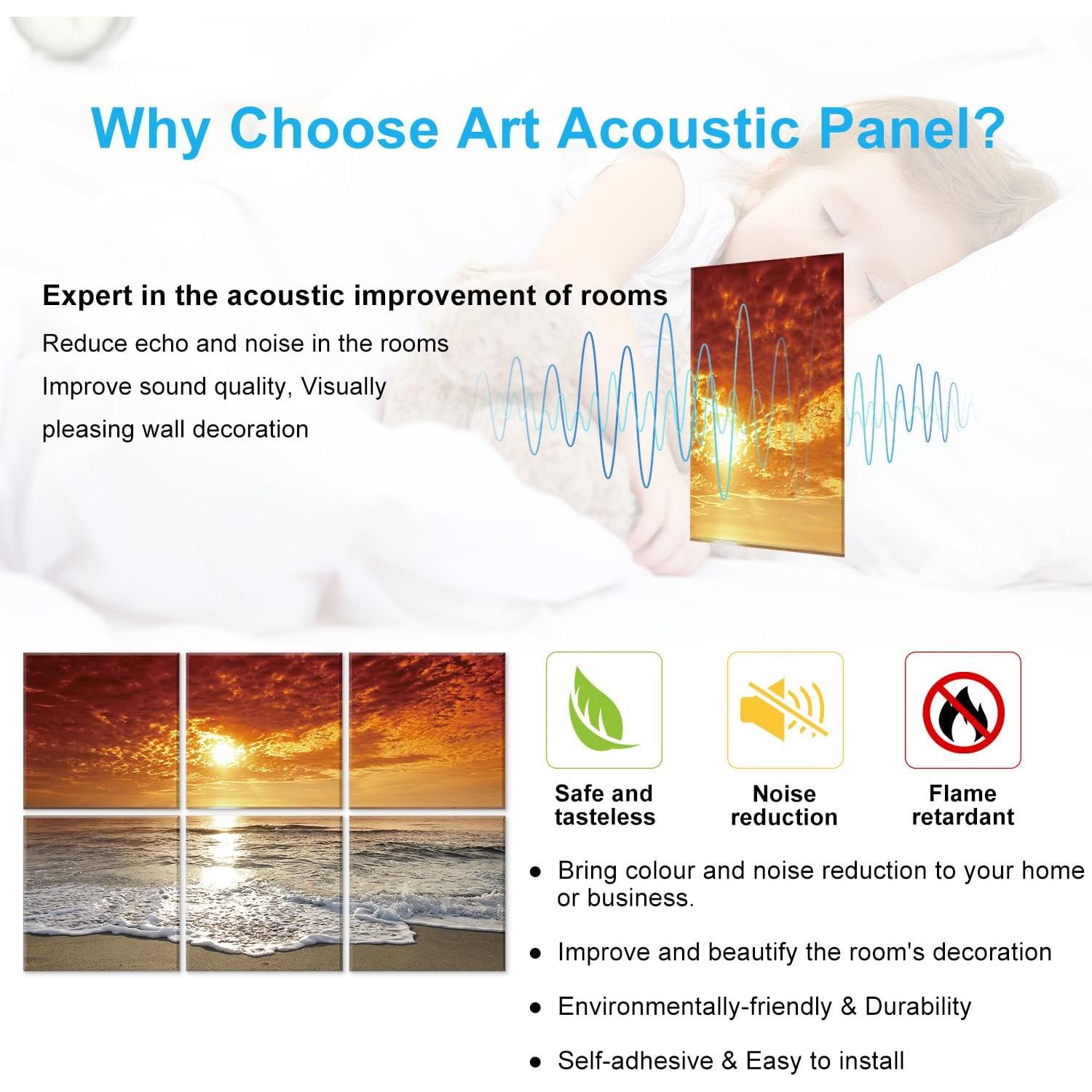 Paneles Acústicos de Arte Autoadhesivos 182x122 cm Corse Aurore