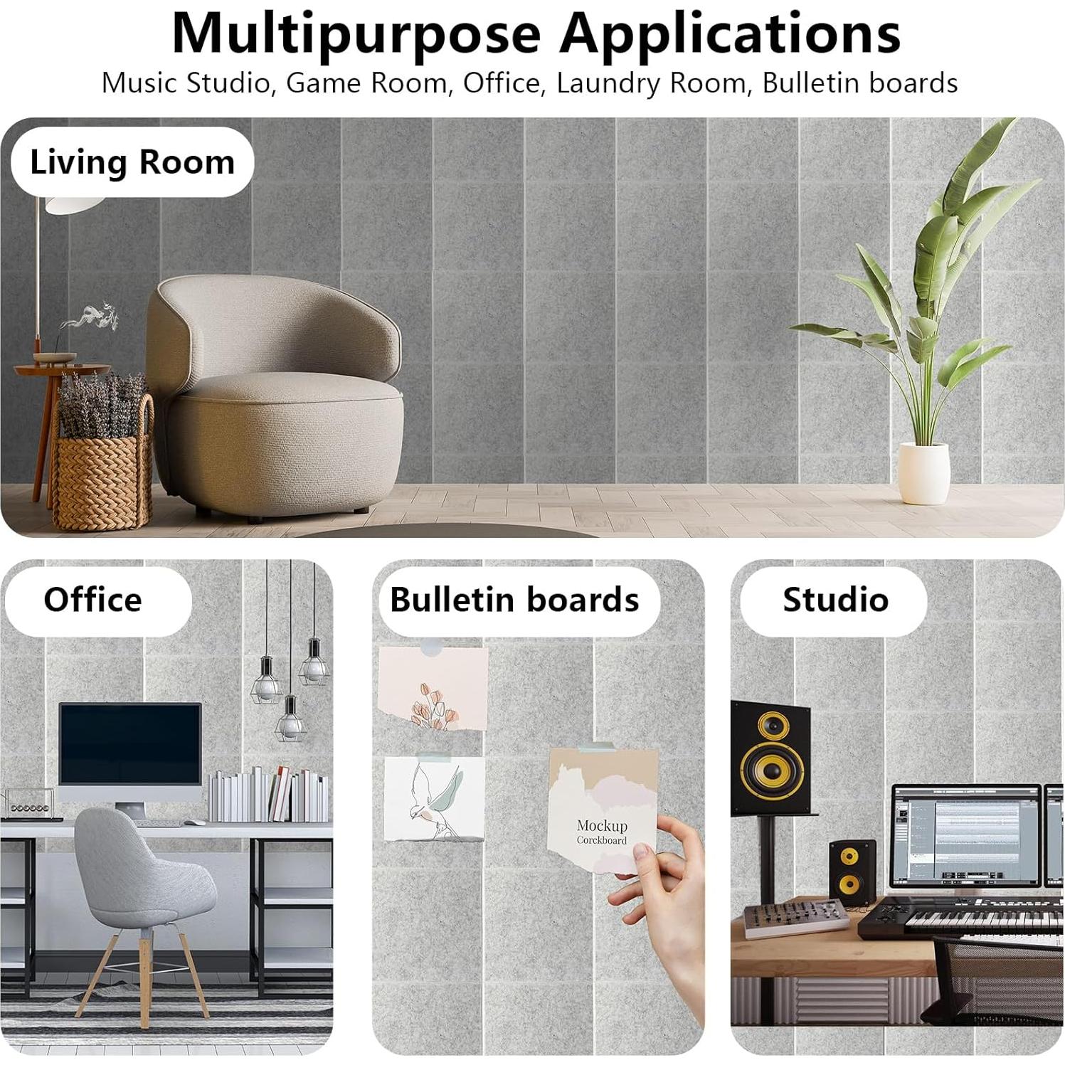 Paneles Acústicos Durbles - Aislamiento Sonoro 12 Piezas Gris