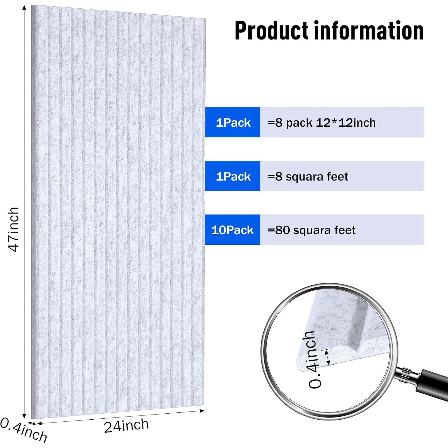 Paquete de 10 Paneles Acústicos Aislantes 119.4x60.9cm Gris Claro