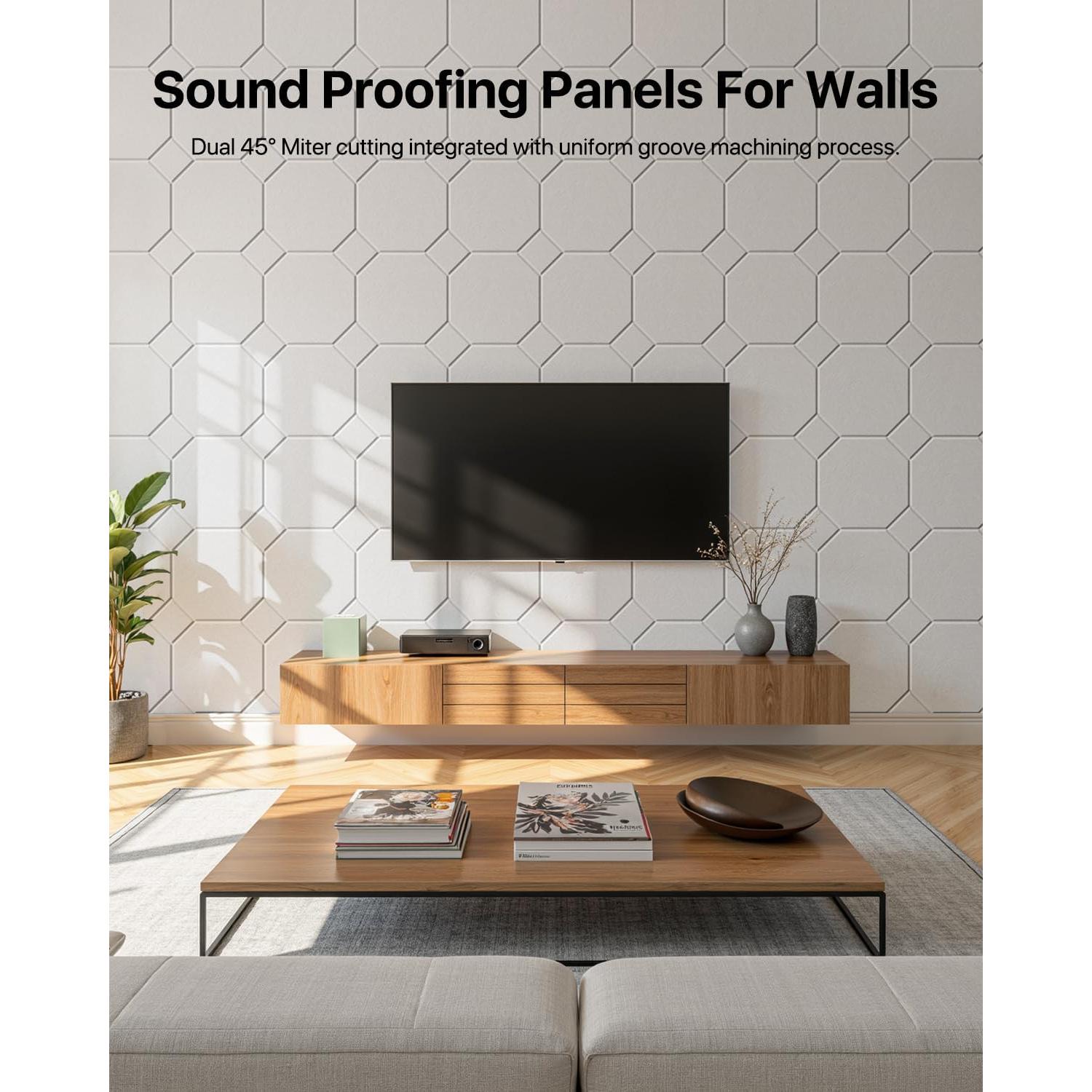 Paquete de 12 Paneles Acústicos Aislantes Woovio 30.48cm Blanco