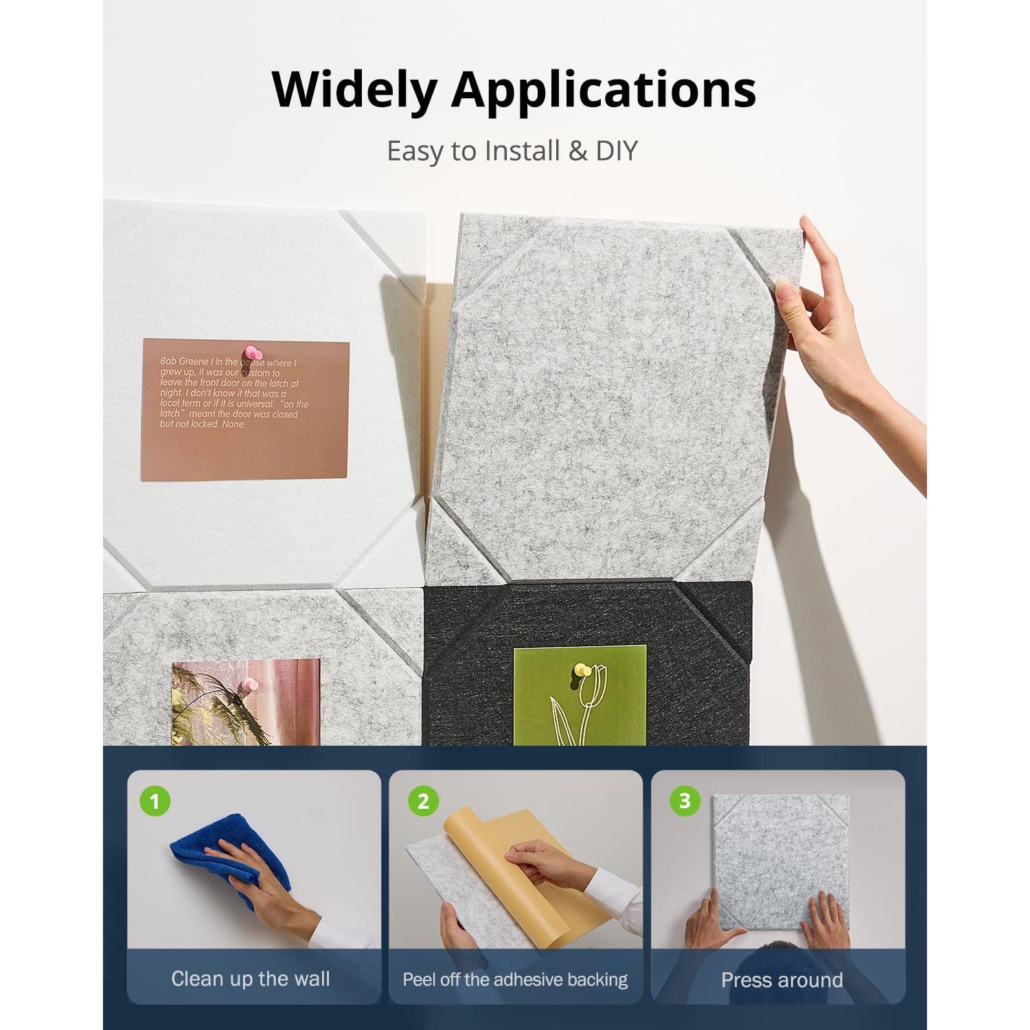 Paquete de 12 Paneles Acústicos Aislantes Woovio 30.48cm Blanco