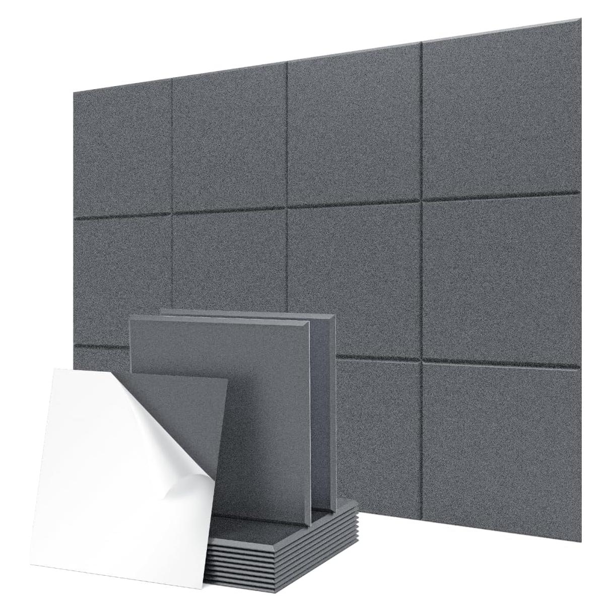 Paquete de 12 Paneles Acústicos JISUO 30.48x30.48 cm Gris