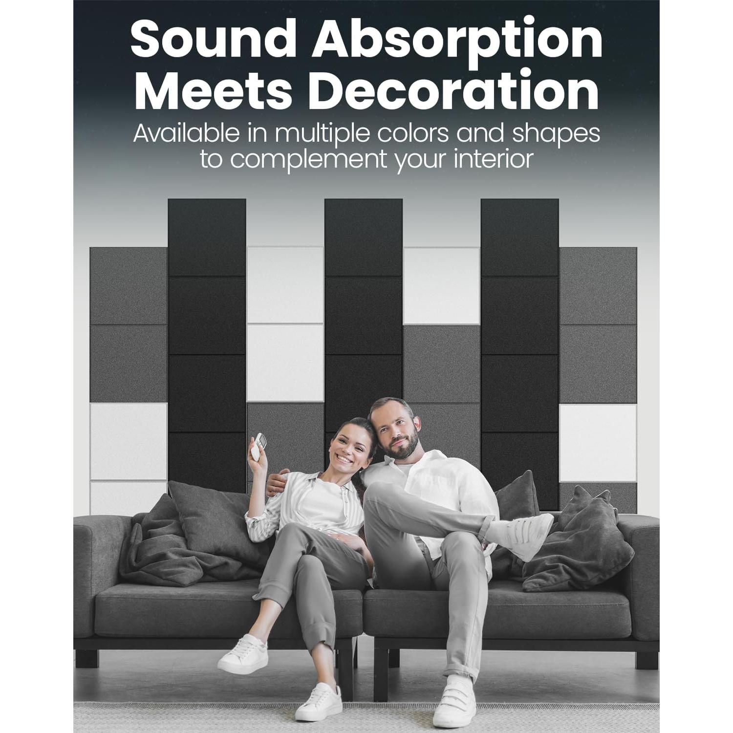 Paquete de 12 Paneles Acústicos JISUO 30.48x30.48 cm Gris