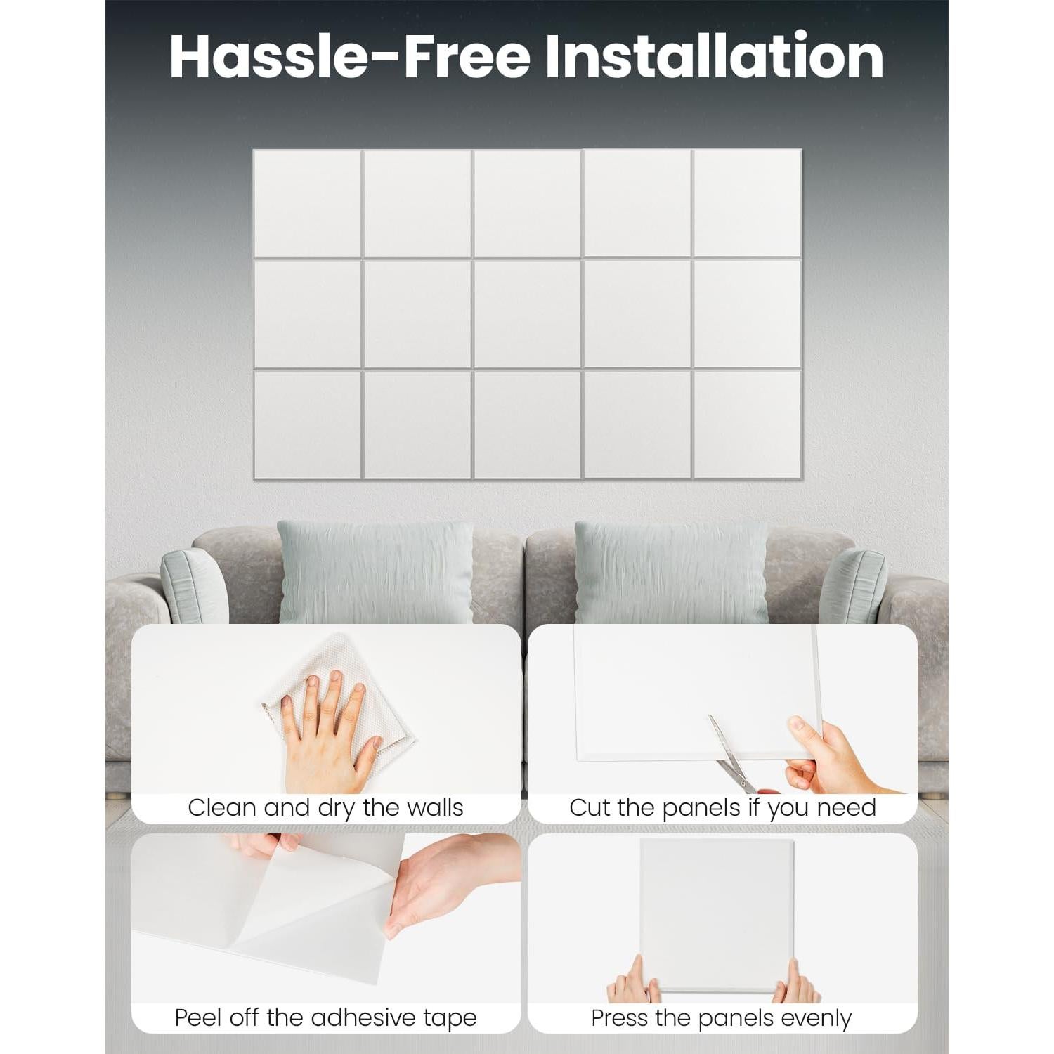 Paquete de 12 Paneles Acústicos JISUO 30.48x30.48 cm Gris