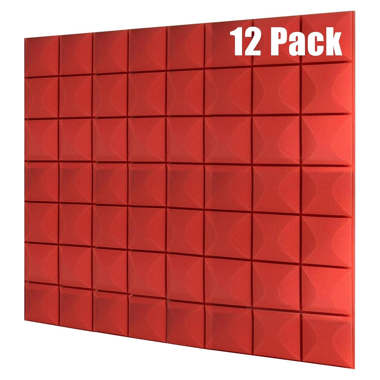 Paneles Acústicos Saiqiang 12 Piezas 5.08 cm Rojo Alta Densidad