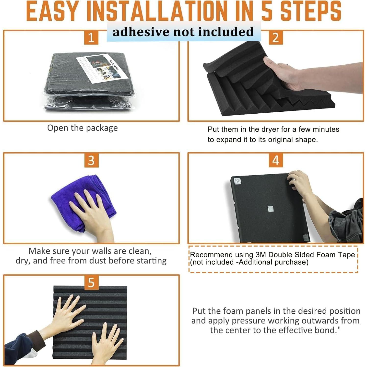 Paneles Acústicos Saiqiang 12 Piezas 5.08 cm Rojo Alta Densidad