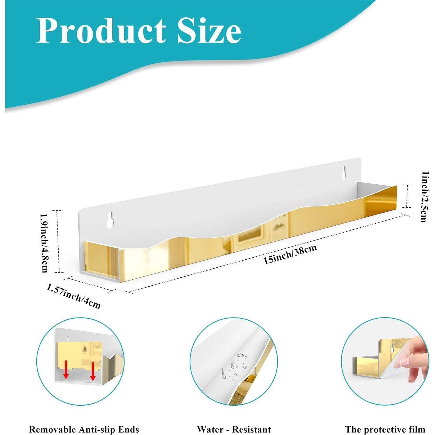 Estante de Esmalte de Uñas SOVQUEST 6 Paquetes Dorado 38x5x4 cm