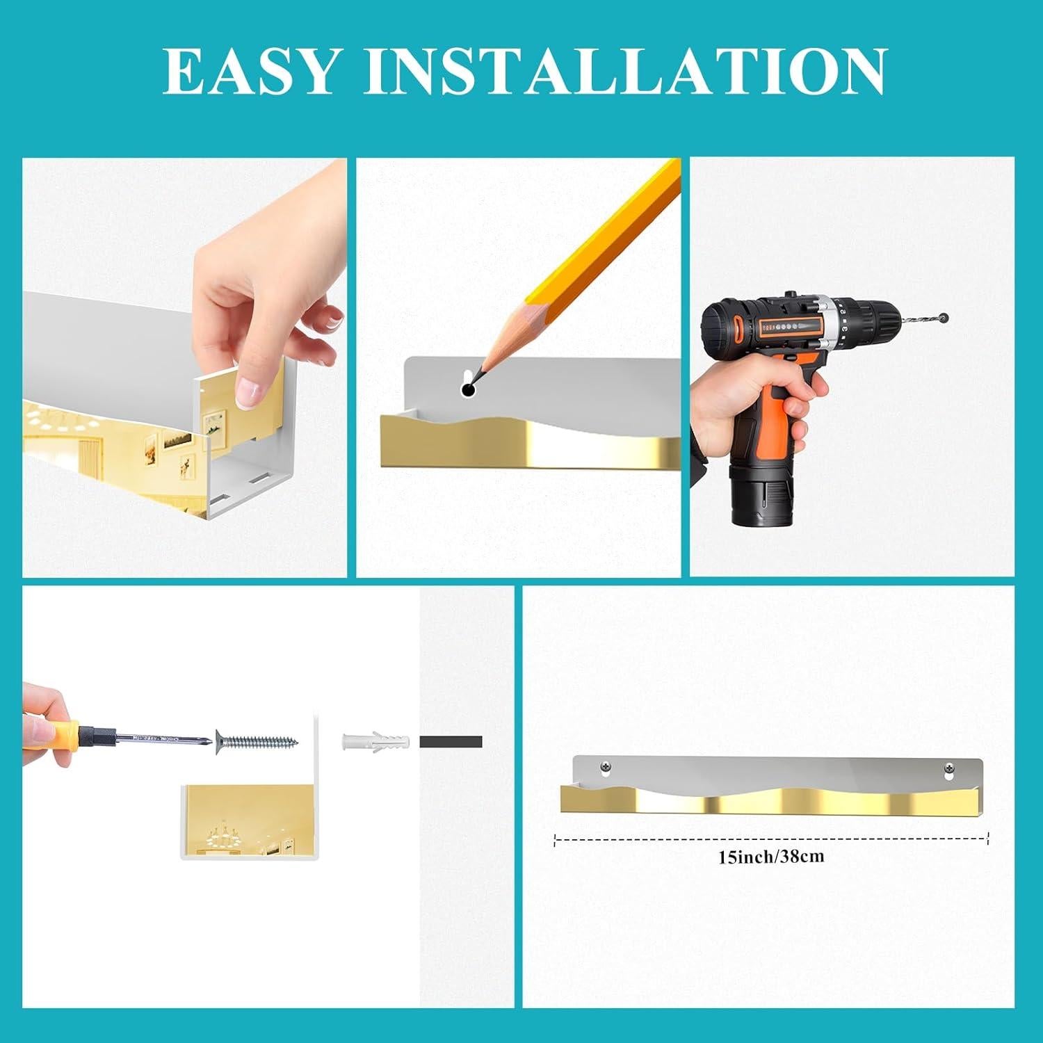 Estante de Esmalte de Uñas SOVQUEST 6 Paquetes Dorado 38x5x4 cm
