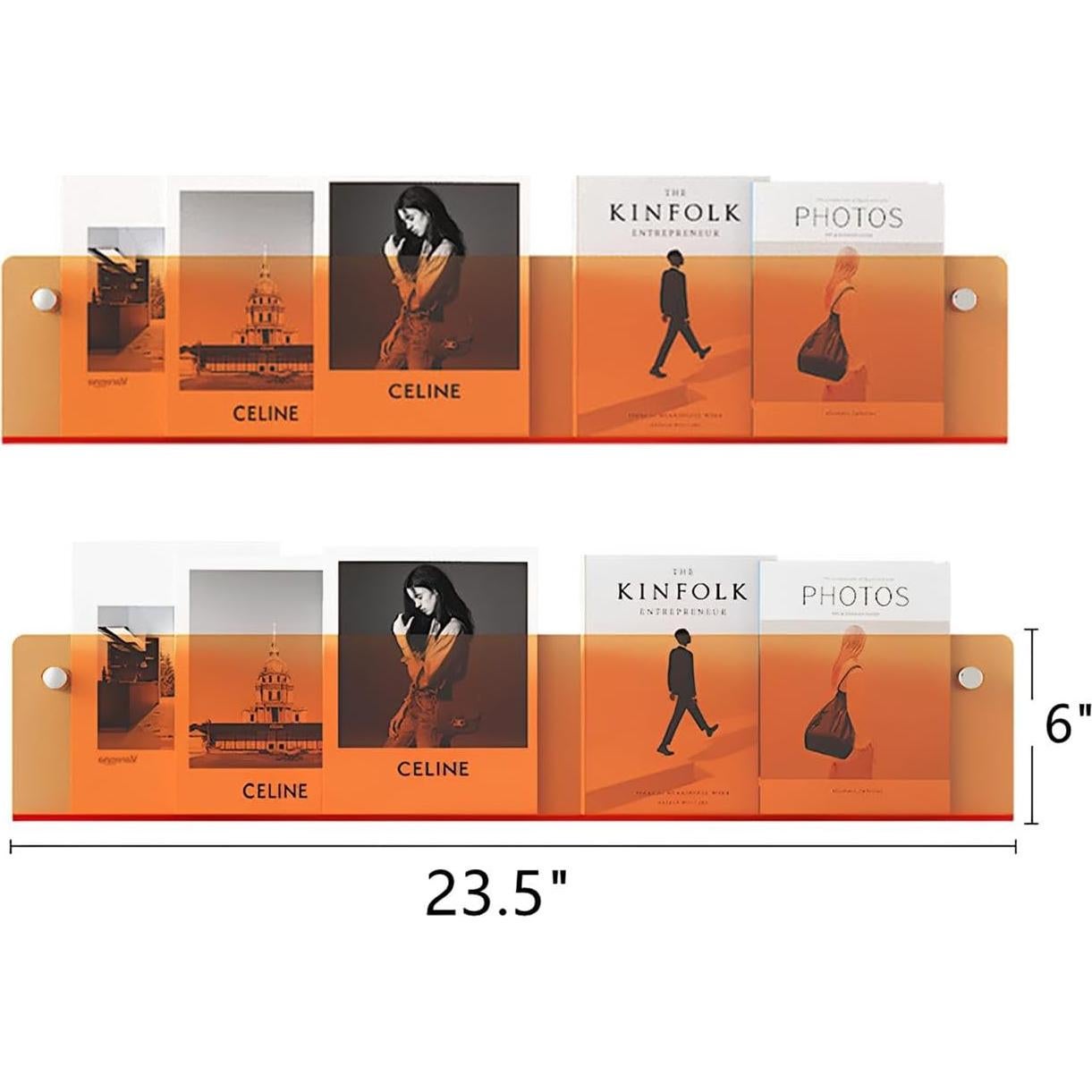 Soporte de Revistas Acrílico ROYALITA 24" Naranja - Paquete de 2