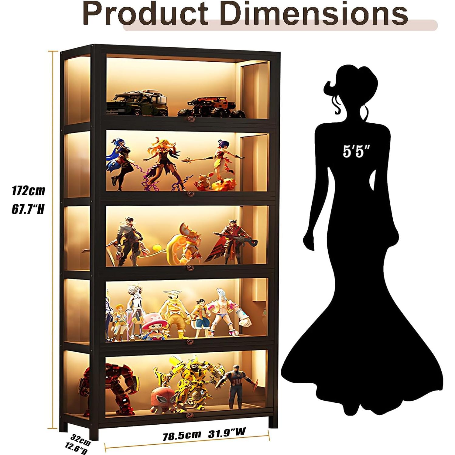 Gabinete de Exhibición Curio JOIHGA 5 Niveles 172 cm Negro