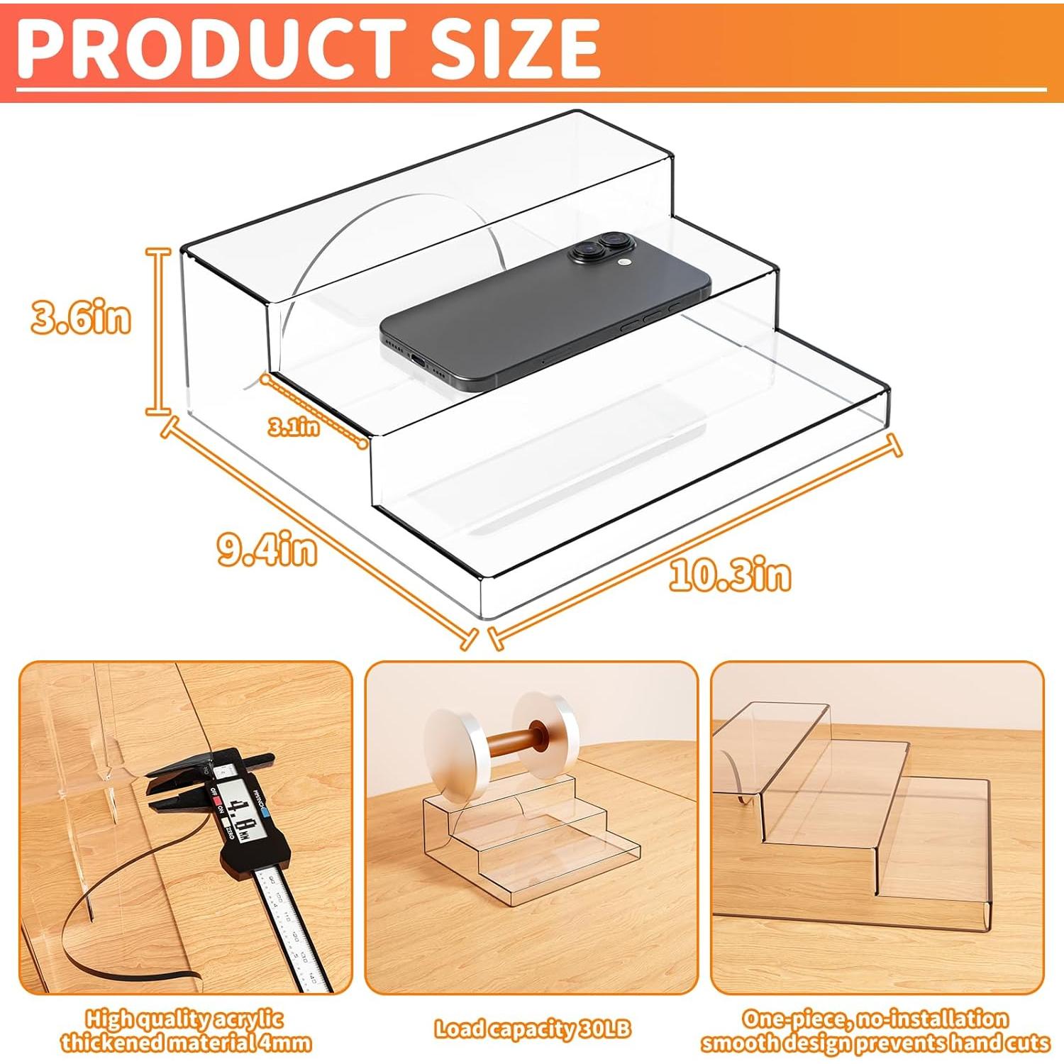 Soporte Acrílico de Exhibición Yieach 3 Niveles 26.2x23.9cm
