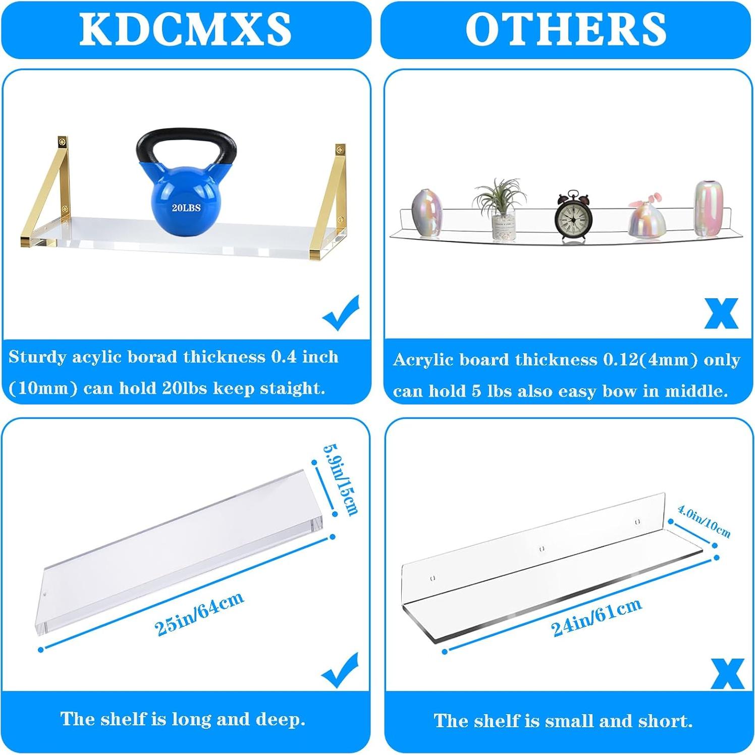 Estanterías Flotantes Doradas KDCMXS 25x15 cm Paquete de 2