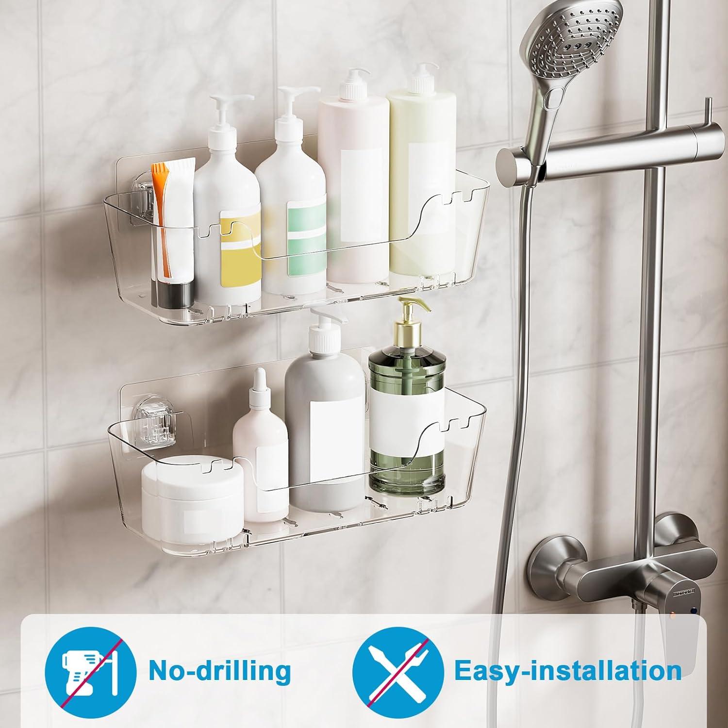 CGBE Estantes de Ducha Autoadhesivos Acrílico 2 Piezas 29x11.9cm