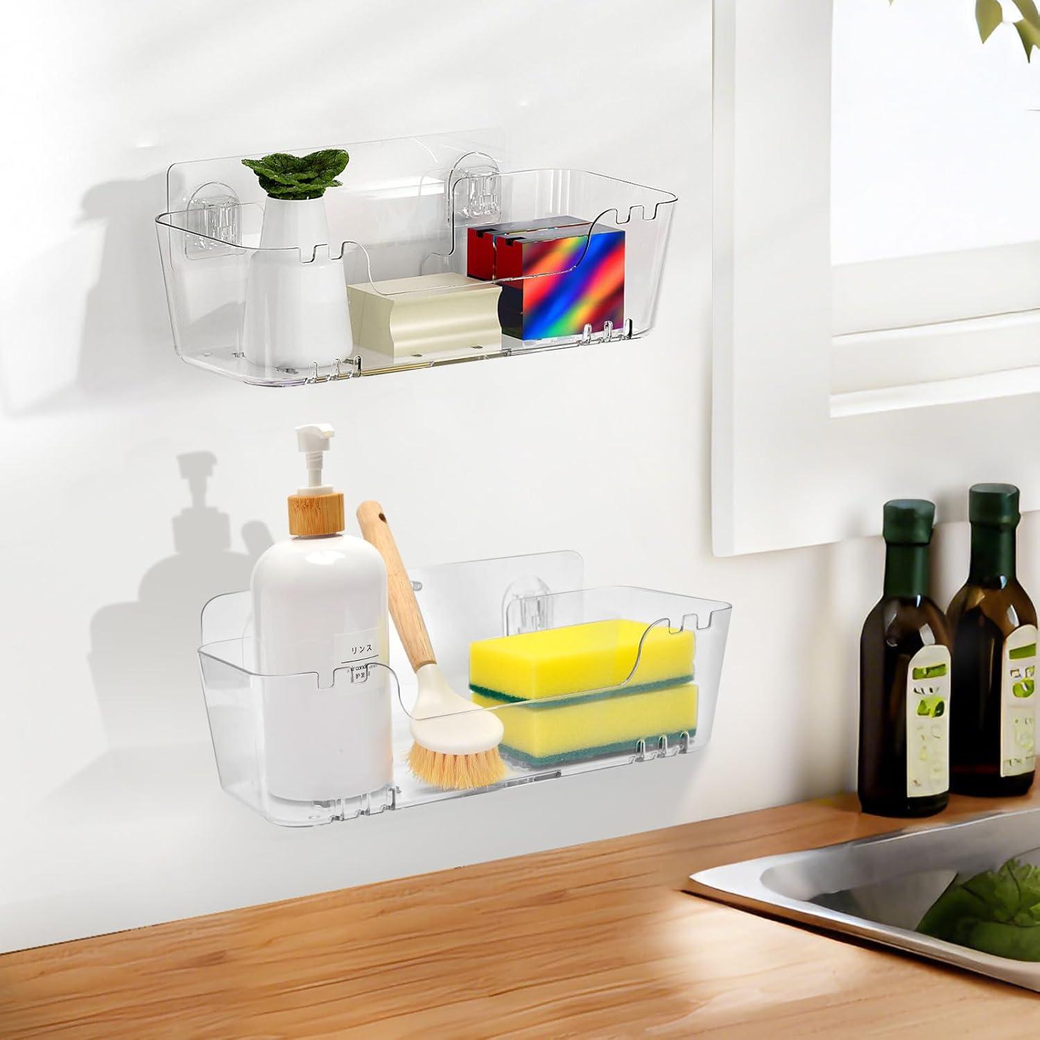 CGBE Estantes de Ducha Autoadhesivos Acrílico 2 Piezas 29x11.9cm