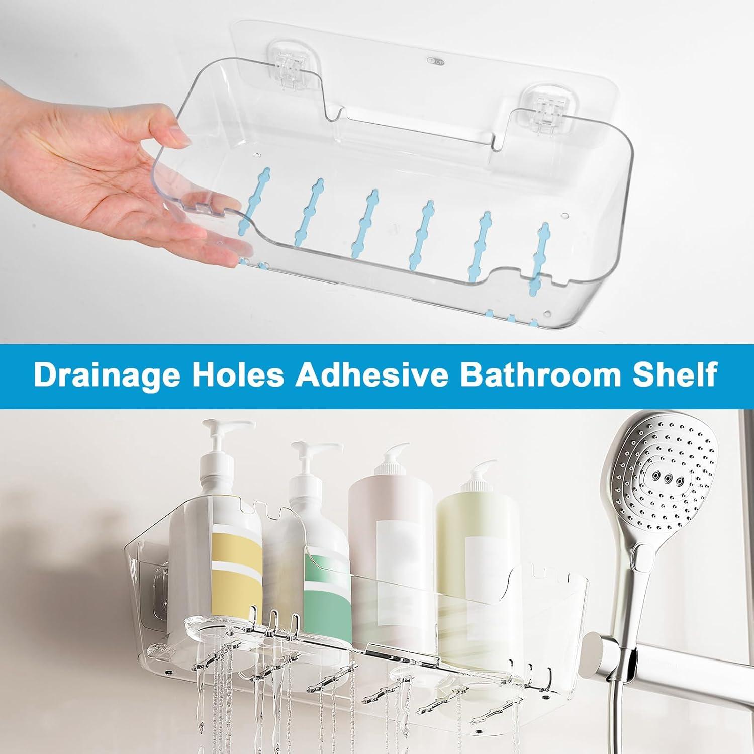 CGBE Estantes de Ducha Autoadhesivos Acrílico 2 Piezas 29x11.9cm