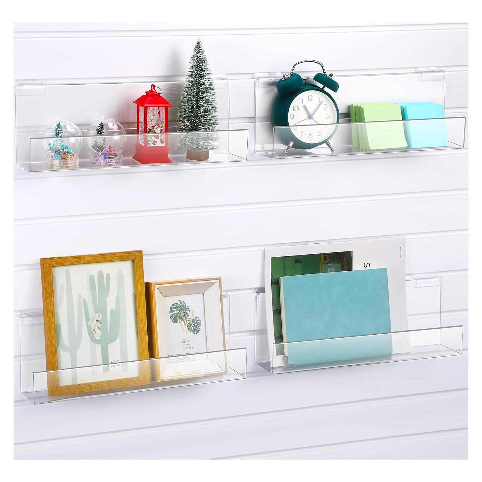 Estantes J de Slatwall Briwooody - 4 Piezas Acrílico Transparente