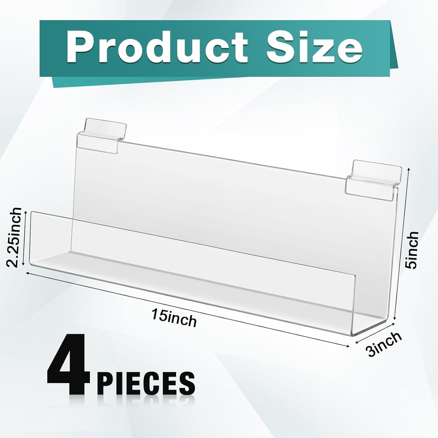 Estantes J de Slatwall Briwooody - 4 Piezas Acrílico Transparente