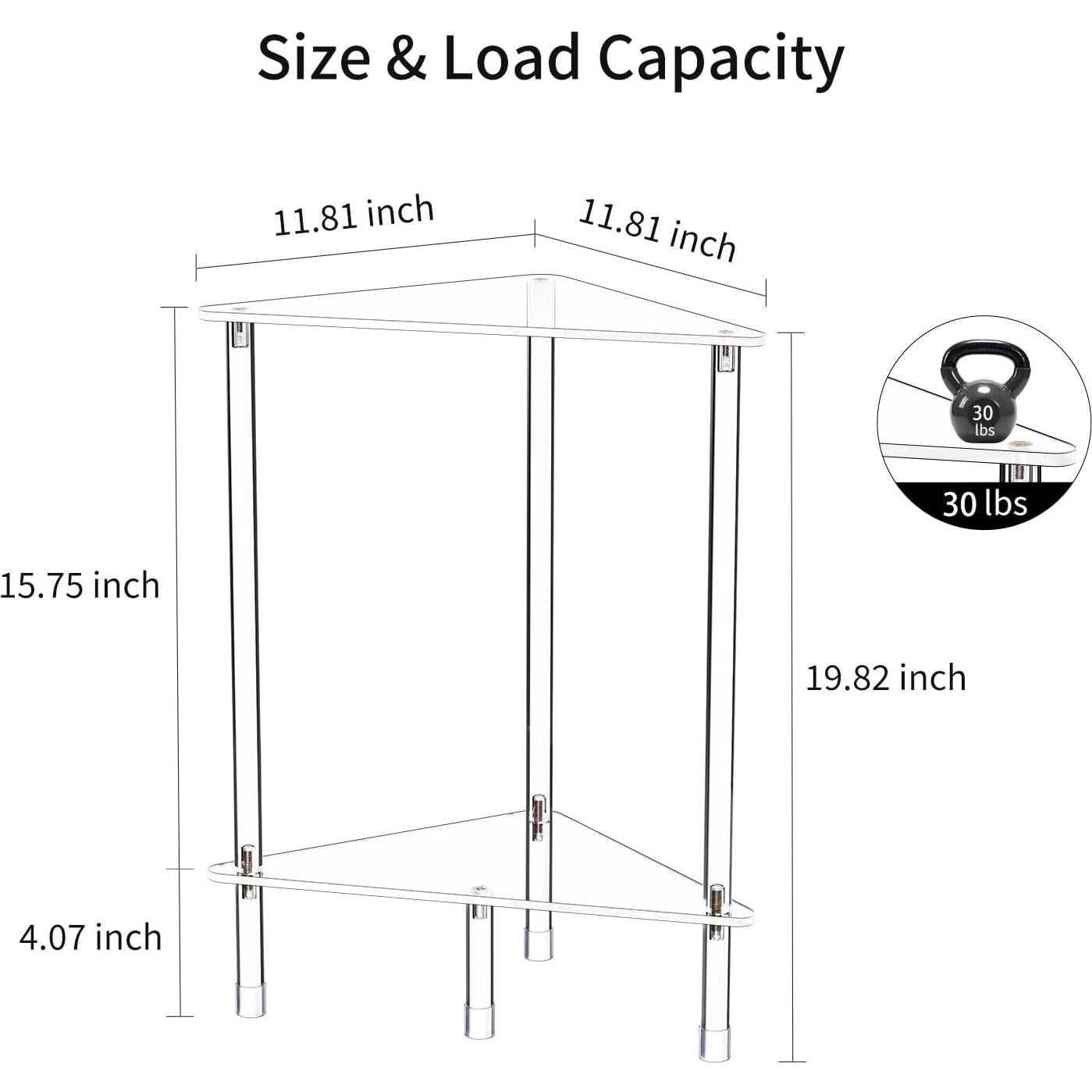 Mesa Lateral Acrílica Triangular Bkemiy 30x30x50 cm 2 Niveles