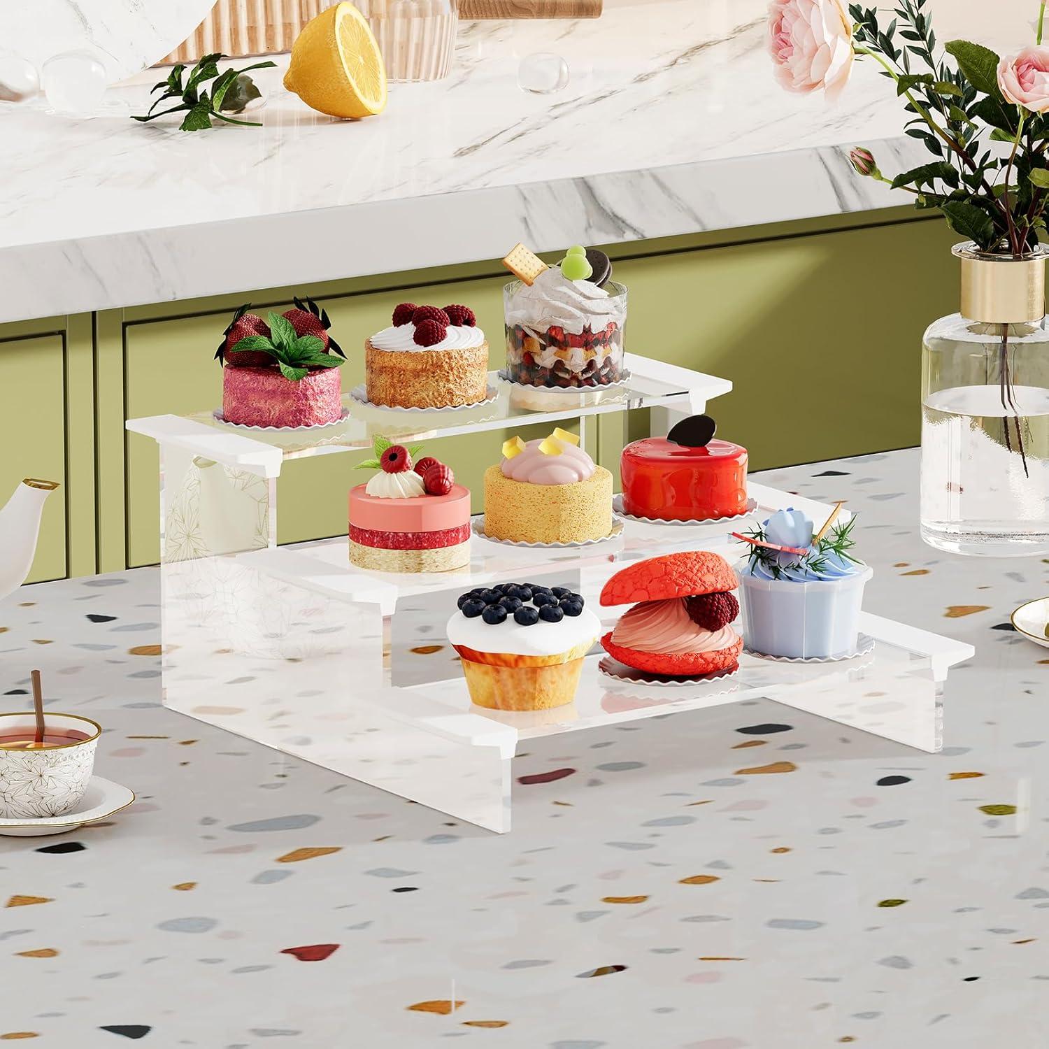 Soporte de exhibición acrílico KEMEAMZ 3 niveles 30x30.5x15cm