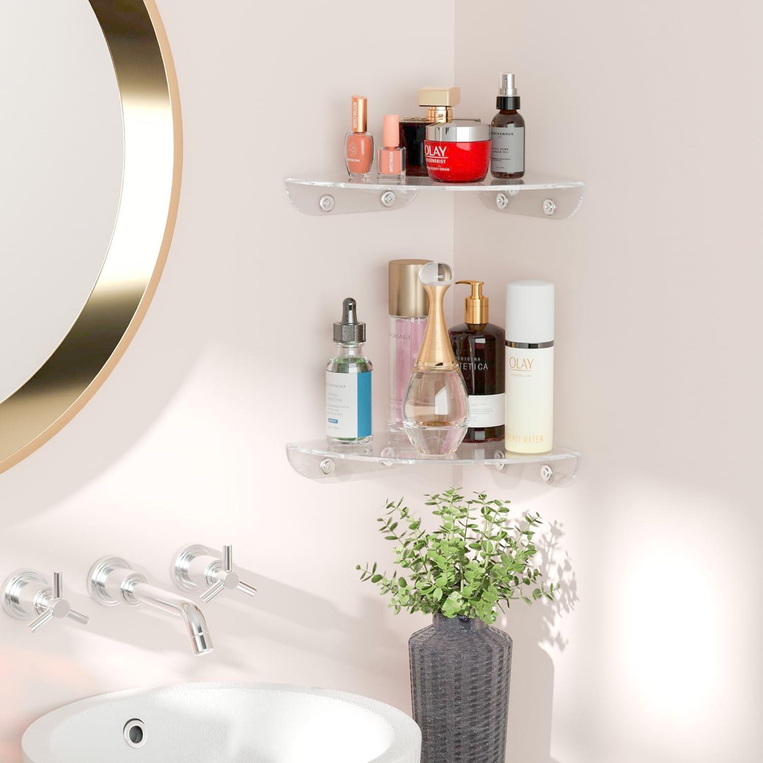 Estante de esquina flotante acrílico Sezanrpt 7x7 cm - 2 unidades