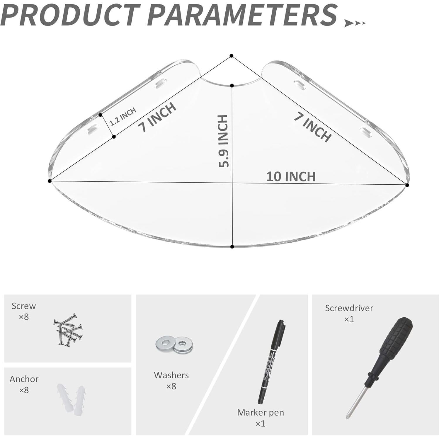 Estante de esquina flotante acrílico Sezanrpt 7x7 cm - 2 unidades