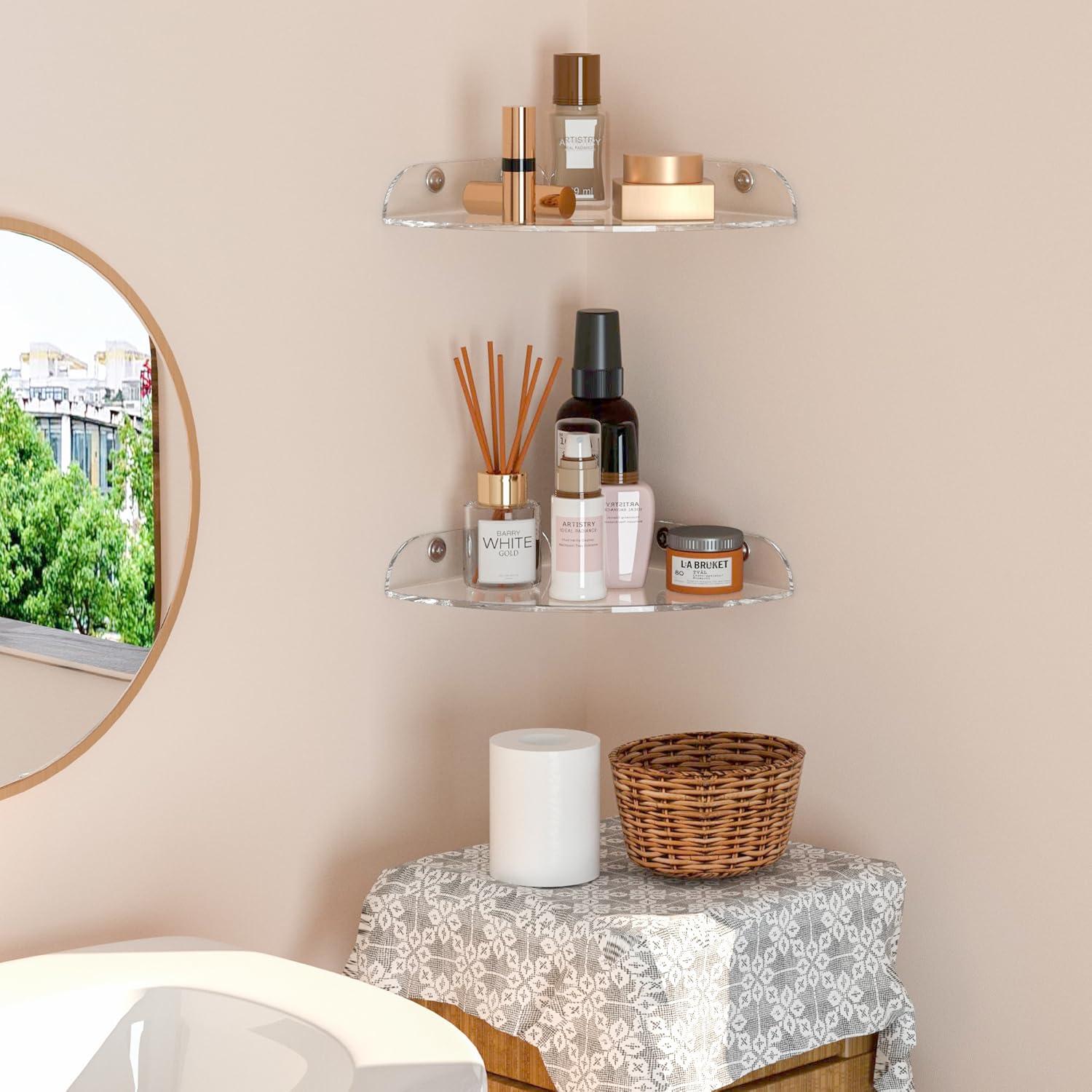 Estante de esquina flotante acrílico Sezanrpt 7x7 cm - 2 unidades