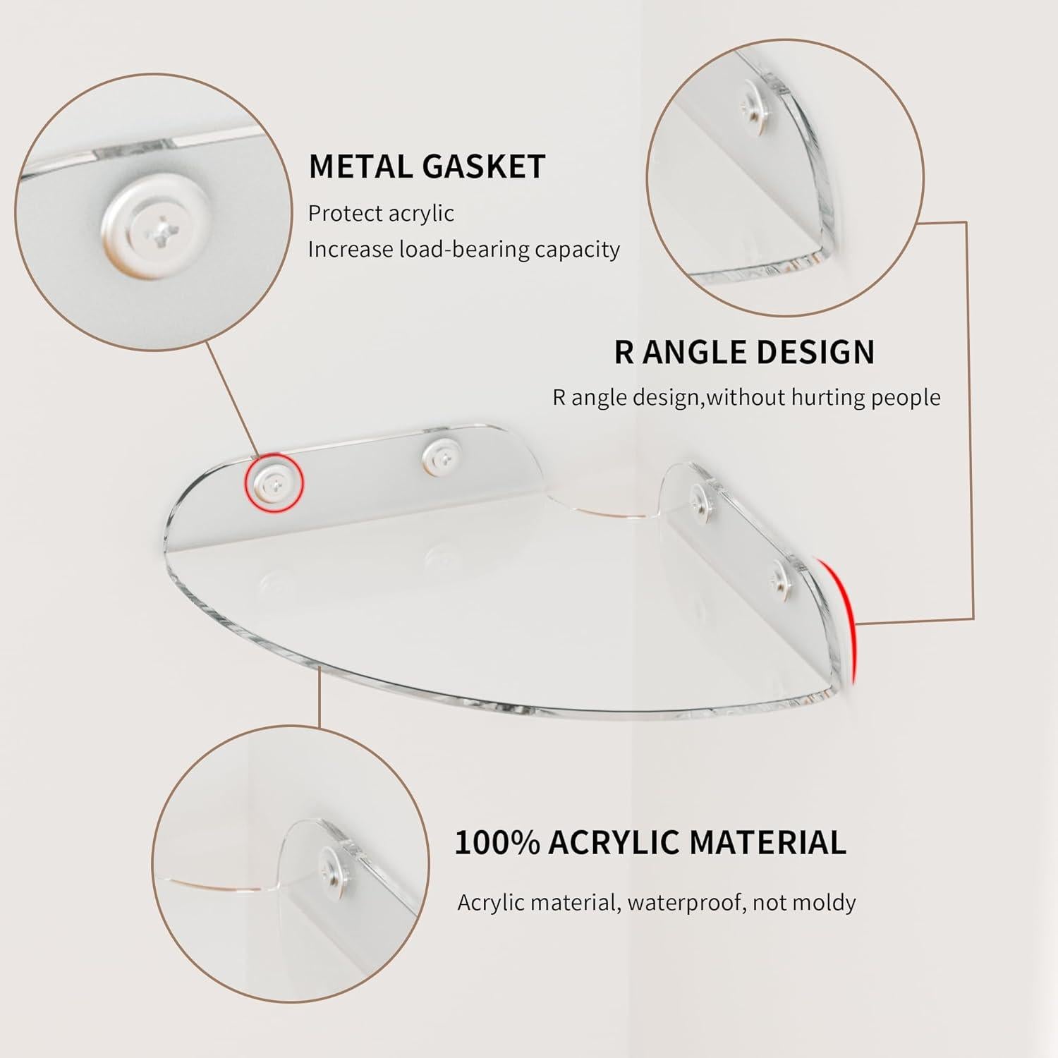 Estante de esquina flotante acrílico Sezanrpt 7x7 cm - 2 unidades