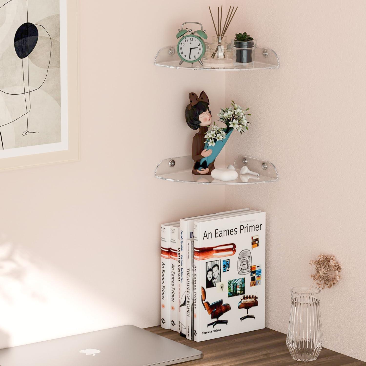 Estante de esquina flotante acrílico Sezanrpt 7x7 cm - 2 unidades