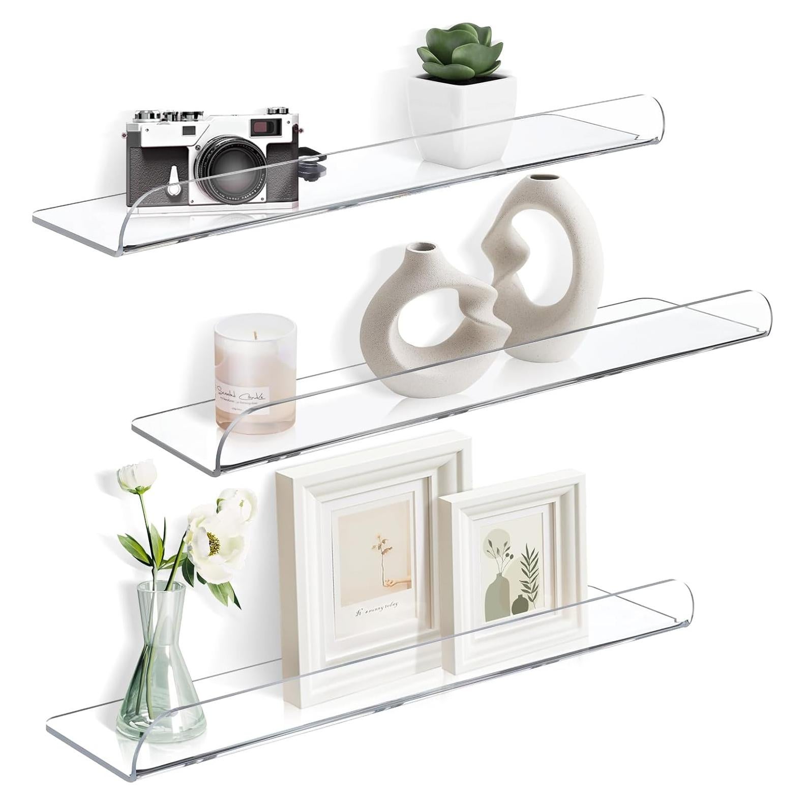 Estantes Flotantes Acrílico Wooshwa 40x9 cm, Paquete de 3