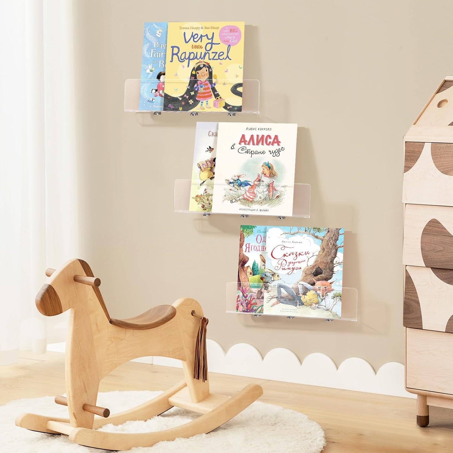 Estantes Flotantes Acrílico Wooshwa 40x9 cm, Paquete de 3