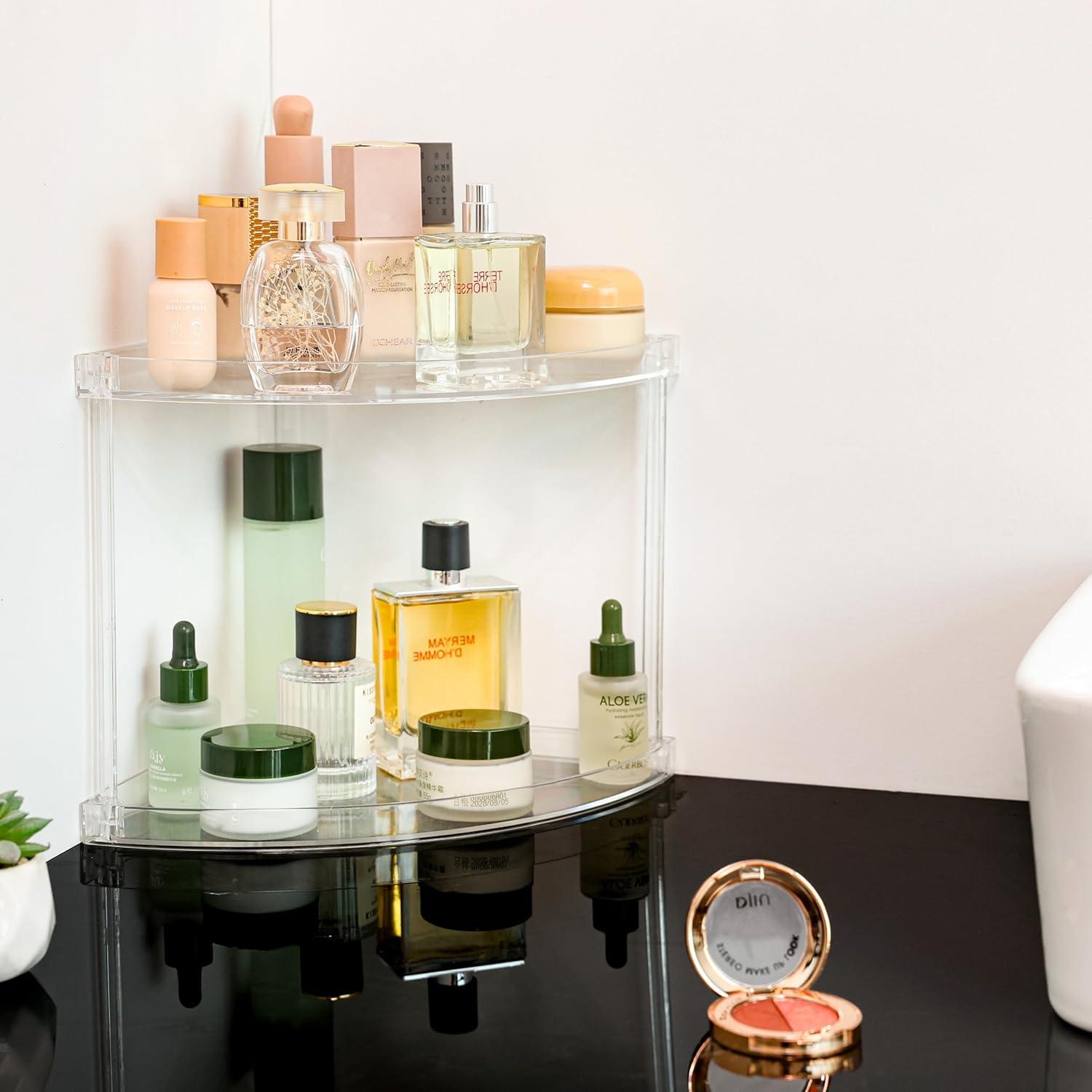 Estante de Esquina Acrílico Transparente Yieach 2 Niveles 23.37 cm