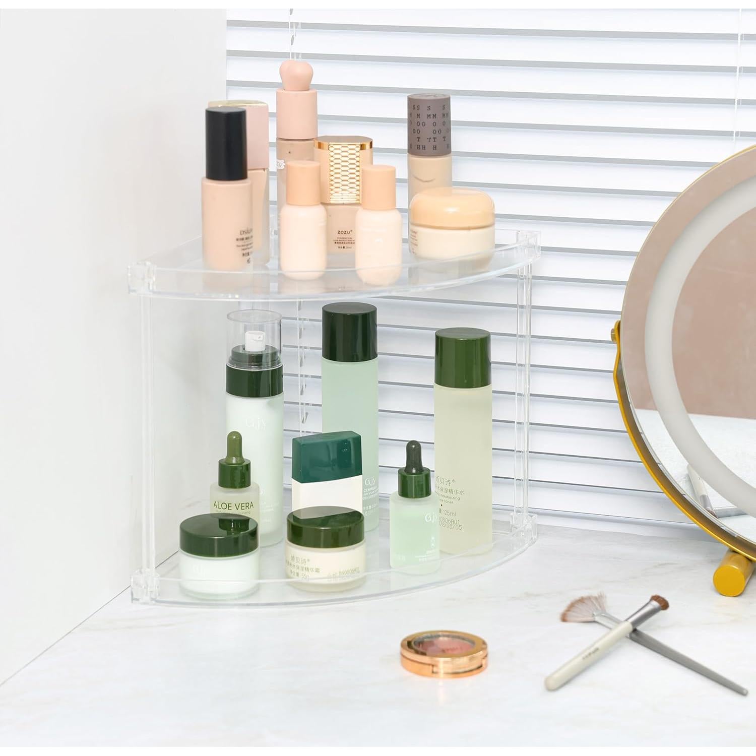 Estante de Esquina Acrílico Transparente Yieach 2 Niveles 23.37 cm